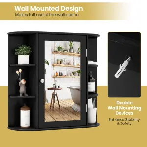 Costway 3 Tier Mirrored Bathroom Cabinet Wall Mount Storage Cupboard W/ Display Shelves