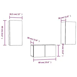 Berkfield 3 Piece TV Cabinet Set Smoked Oak Engineered Wood