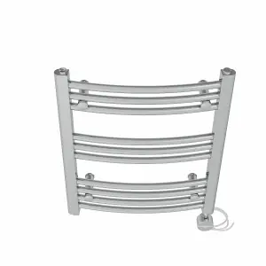 Right Radiators Prefilled Thermostatic Electric Heated Towel Rail Curved Ladder Warmer Rads - Chrome 600x500 mm