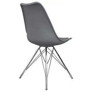 Soho Dark Grey Plastic Dining Chair with Chrome Metal Legs