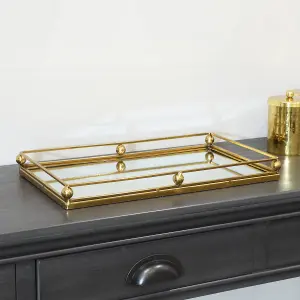 Melody Maison Gold Rectangle Mirrored Tray