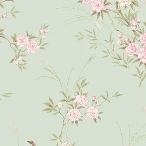 Shabby Chic by Rachel Ashwell Bird Chinoiserie Green Floral Wallpaper