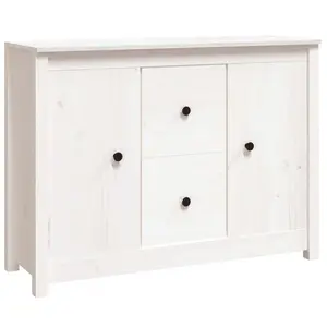 Torres 100Cm 2 Drawer Solid Wood Highboard White