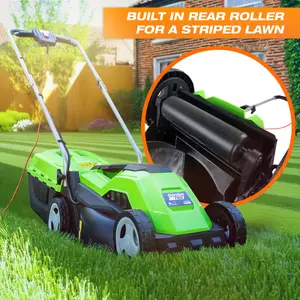 Gardentek 38CM Corded Electric 1600W/230V Roller Mulching Lawn Mower GT38E