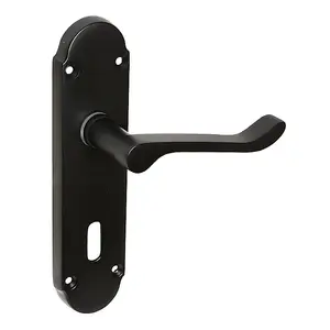 Z776 Budget Shaped Scroll Locking Door Handles, Matt Black - Handlestore