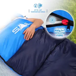 SAIL 'One' Waterproof Sleeping Bag 3-4 Season Indoor & Outdoor Camping Hiking - Blue