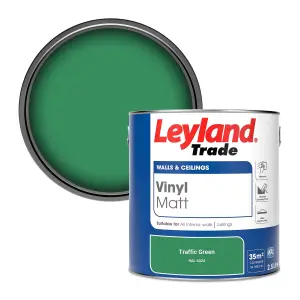 Leyland Trade Vinyl Matt Walls & Ceilings Emulsion Paint Traffic Green (RAL 6024) 2.5L