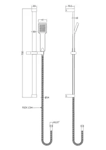 Empire Concealed Square Manual Valve & Slide Rail Kit Shower Bundle Set - Chrome - Balterley