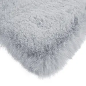 Super Soft Grey Blue Faux Rabbit Fur Luxurious Rug - 160cm X 230cm