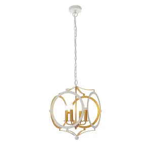 Luminosa Vicenza 4 Light Ceiling Pendant Matt White & Gold Paint