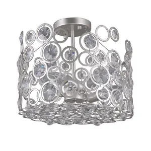 Luminosa Modern Flush Ceiling Light Champagne Silver 3 Light , E14