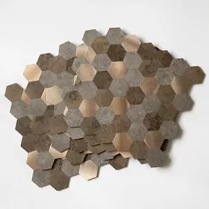 d-c-fix Metal and Stone Hexagon Premium Self Adhesive Composite Wall Tile 28.8cm(W) 29cm(H) 0.3cm(D) pack 5 (0.42sqm)