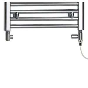 Bray Dual Fuel Heated Towel Rail, Straight, Chrome - W500 x H1400 mm