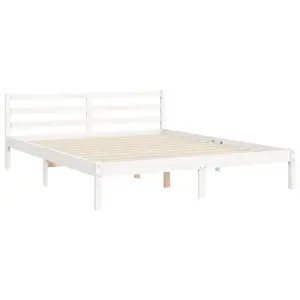 Berkfield Bed Frame without Mattress White King Size Solid Wood