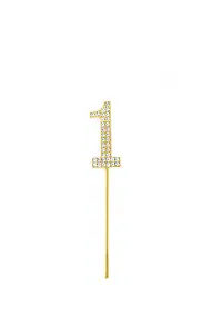 Gold 1 Sparkley Diamond Cake Topper Number 1 for Birthday Anniversary