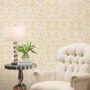 Galerie Ornamenta 2 White Gold Toscano Damask Embossed Wallpaper