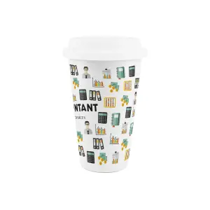 Accountant Ceramic Travel Mug - Humorous Accountancy Gifts/New Job Presents - Double-Walled Insulated Hot/Cold Drinks Cup