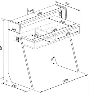 Trasman script desk with drawers