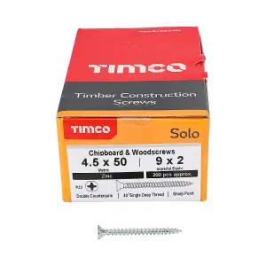 TIMCO Solo Countersunk Silver Woodscrews - 4.5 x 50 (200pcs)