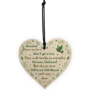 Grandad Christmas Memorial Decoration Wooden Heart Memorial Plaque Gift For Grandad