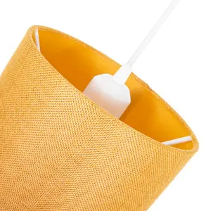 Modern Ochre Linen Fabric Small 8 Drum Lamp Shade with Matching Cotton Lining