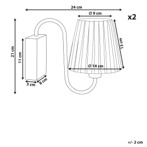 Set of 2 Wall Lamps White TOLKA