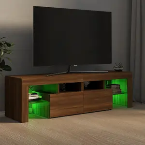 Berkfield TV Cabinet with LED Lights Brown Oak 140x36.5x40 cm