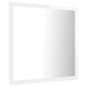 Berkfield LED Bathroom Mirror High Gloss White 40x8.5x37 cm Engineered Wood