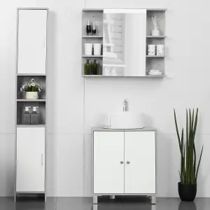 kleankin Bathroom Under Sink Cabinet Vanity Unit with Adjustable Shelf Space Saver