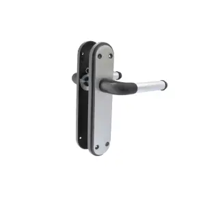 Marina Door Handle Two Tone Latch Lever - Matt Black and Satin by Betley Butterfly