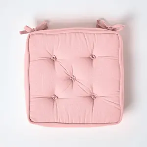 Homescapes Pink Cotton Dining Booster Cushion