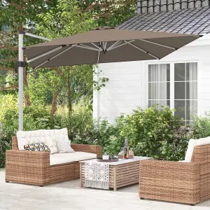 Costway 3M Outdoor Patio Umbrella Square Cantilever Parasol w/ 360 Rotation & Adjustable Tilt