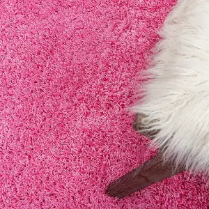 Pink Thick Shaggy Rug - California - 140x200cm (4'6" x 6'6")