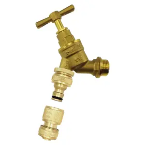 Outdoor Garden Tap with Hose Pipe Quick Connector, Solid Brass Set, 1/2" BSPM Inlet BIB Water Tap and Matching 1/2" Hose Connector