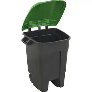 100 Litre Green Wheelie Bin with Solid Axle and 200mm Wheels for Easy Mobility