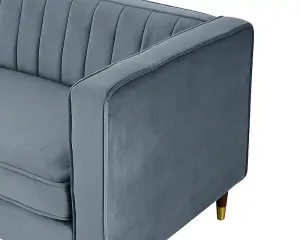 Thomas Velvet Fabric 2 Seater Sofa, Grey