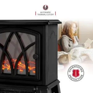 NETTA Electric Stove Heater Fireplace Fire Log Effect 2000W - Black