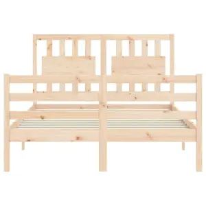 Berkfield Bed Frame with Headboard Small Double Solid Wood