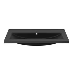 GoodHome Nira Matt Black Rectangular Vanity Basin (W)81.4cm