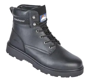 Himalayan S3 Black Leather Safety Work Boots with Steel Toe Cap