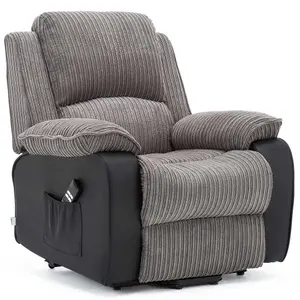 Postana Dual Motor Electric Rise Recliner Jumbo Cord Fabric Armchair Electric Lift Riser Chair (Grey)