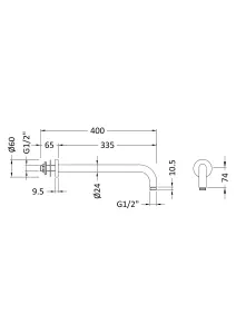 Round Wall Mount Shower Arm - 345mm - Brushed Brass