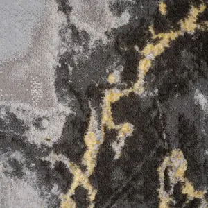 Grey Gold Metallic Modern Textured Marble Area Rug 80x150cm