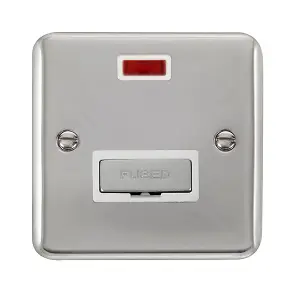 Curved Polished Chrome 13A Fused Ingot Connection Unit With Neon - White Trim - SE Home