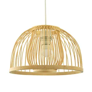 Classic Birdcage Rattan and Bamboo Pendant Light Shade with Inner and Outer