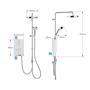 Mira Sport max dual outlet Gloss White Electric Shower, 9kW