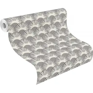 Rasch Amazing Fan Motif Grey Wallpaper