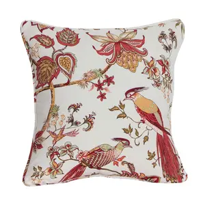 Channelview Floral Square Throw Cushion With Filling Terracotta