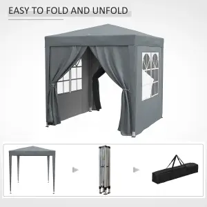 Outsunny 2mx2m Pop Up Gazebo Party Tent Canopy Marquee with Storage Bag Grey