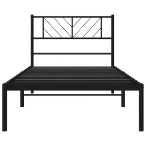 Berkfield Metal Bed Frame with Headboard Black 100x190 cm